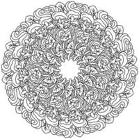 Symmetrical mandala with different types of mushrooms, leaves and ornate patterns, coloring page with natural motives vector
