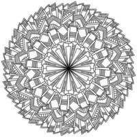 Round mandala with rectangular elements, zen coloring page with striped patterns vector