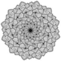 Contour striped mandala with many small petals, anti-stess coloring in the shape of a fantasy flower vector
