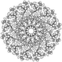 Symmetrical mandala with delicate chamomile flowers, contour page coloring with wild flowers with ornate petals vector