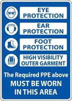 PPE Must Be Worn In This Area Sign vector