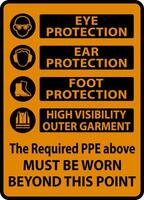 The Required PPE Must Be Worn Sign vector