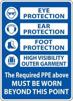 The Required PPE Must Be Worn Sign vector