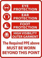 The Required PPE Must Be Worn Sign vector