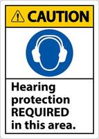 Caution Hearing Protection Required Sign On White Background vector