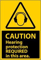 Caution Hearing Protection Required Sign On White Background vector