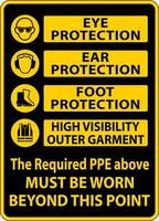 The Required PPE Must Be Worn Sign vector