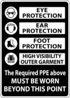 The Required PPE Must Be Worn Sign vector