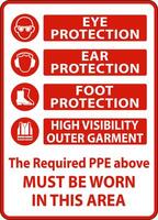 PPE Must Be Worn In This Area Sign vector