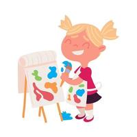 girl painting on canvas vector
