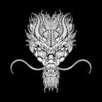 cabeza de dragón chino dibujada a mano vector