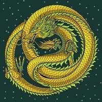 dragón de fantasía japonés agresivo. ilustración vectorial de diseño vector