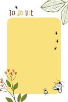 The daily planner template. Organizer and schedule with space for notes. Vector illustration. A to-do list to do. Colorful with leaves