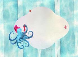 Funny octopus.Vector summer children's design for postcards-banners.Rest vector