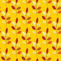 Seamless vector autumn pattern with leaves. Botanical repeated texture with warm colours for the fall season. Autumn print with foliage. Suitable for seasonal textile prints, scrapbooking, wallpaper.