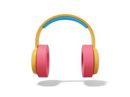 Multicolored headphones on white background. Front view. 3d rendering. photo