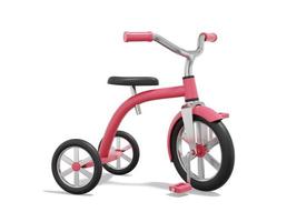 3d rendering. Red tricycle on white background. Vehicle. photo
