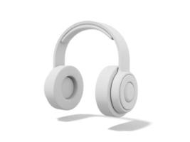 3d rendering. White headphones on white background. photo