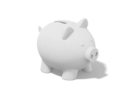 White piggy bank on white background. Accumulation of savings icon. 3D rendering. photo