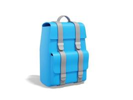 representación 3d mochila de ciudad turística azul realista aislada sobre fondo blanco. equipaje de viaje foto