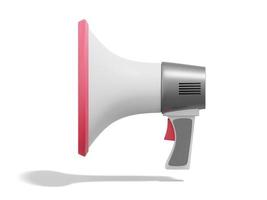 3d rendering. Realistic megaphone isolated on white background. Side view. photo