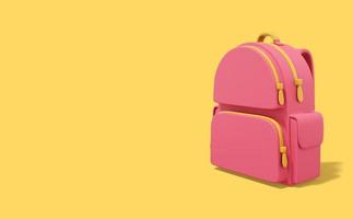 3d rendering. Multicolored school city backpack on yellow background with space for text. photo