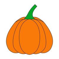 calabaza con un contorno negro. ilustración vectorial de una calabaza dibujada a mano sobre un fondo blanco. un elemento para el diseño decorativo de otoño, una invitación para halloween.icono de calabaza fondo blanco vector