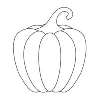 calabaza con un contorno negro. ilustración vectorial de una calabaza dibujada a mano sobre un fondo blanco. un elemento para el diseño decorativo de otoño, una invitación para halloween.icono de calabaza fondo blanco vector