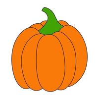 calabaza con un contorno negro. ilustración vectorial de una calabaza dibujada a mano sobre un fondo blanco. un elemento para el diseño decorativo de otoño, una invitación para halloween.icono de calabaza fondo blanco vector