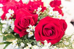 Close up red roses bouquet photo
