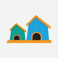 barkitecture casa de perro de dibujos animados, pájaro de madera, ilustración de casa de mascotas. icono plano de la casa del perro. aislado, estilo simple vector