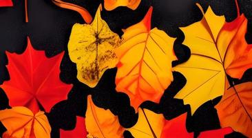 fondo de hojas de otoño rojo y naranja. exterior. imagen de fondo colorida de hojas de otoño caídas perfecta para uso estacional. espacio para texto. foto