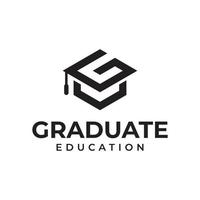 letra inicial g para el elemento del logotipo de educación de posgrado con icono de símbolo de gorra. plantilla de diseño de logotipo de educación en línea vector