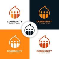 logotipo de la comunidad del grupo humano de personas con icono de símbolo de conversación de chat de burbujas para la comunidad, equipo empresarial, social, trabajo en equipo, foro vector