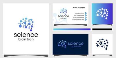 smart technology, Brain connect logo design, smart brain logo elements with business card vector