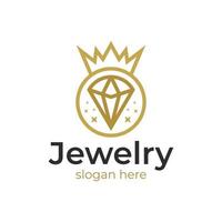 logotipo de diamante de oro de lujo. el diamante creativo con el logotipo de la corona se puede utilizar en el negocio de la joyería vector