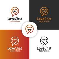 simple linear love chat talking romance logo design for dating vector icon symbol template