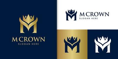 letra inicial m logotipo de corona para joyería, plantilla de vector de diseño de logotipo de empresa de la marca king royal