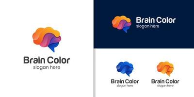 creative brain color logo. genius smart symbol design. abstract brain logo elements vector
