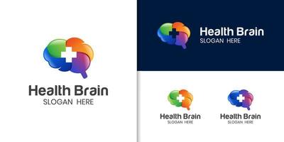 creative brain health color logo. genius smart symbol design. abstract brain logo elements vector