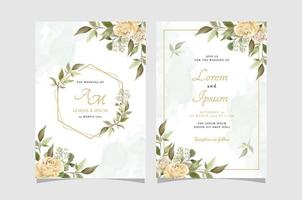 Elegant Floral Hand Drawn Wedding Invitation Card Template vector