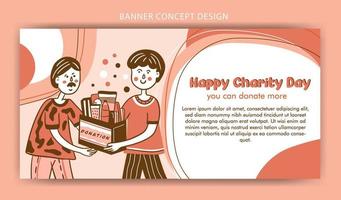 a pretty banner with cute illustration of charity day vector