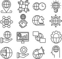 Global business icons set vector