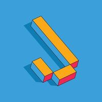 Isometric J letter, J vector 3D logo.