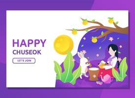 korean happy chuseok celebration illustration vector