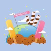 World food day with popsicle and cookies vector