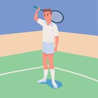 atlético jugador de tenis con raqueta vector