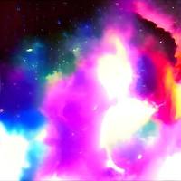 Colored nebula and open cluster of stars in the universe. photo