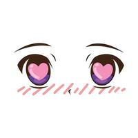 anime eyes with hearts vector