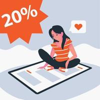 woman ordering online shopping vector